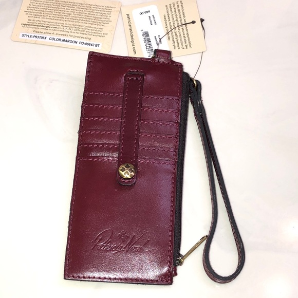 Patricia Nash Alanna Maroon Distressed Vintage Leather Card Wallet NWT & Card - Picture 3 of 16